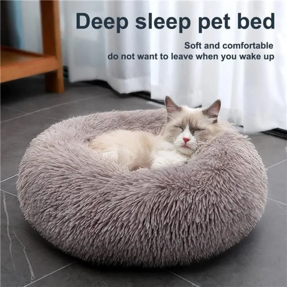 Donut Dog Bed Anti-Anxiety, Self Warming Cozy Soft Plush Round 20